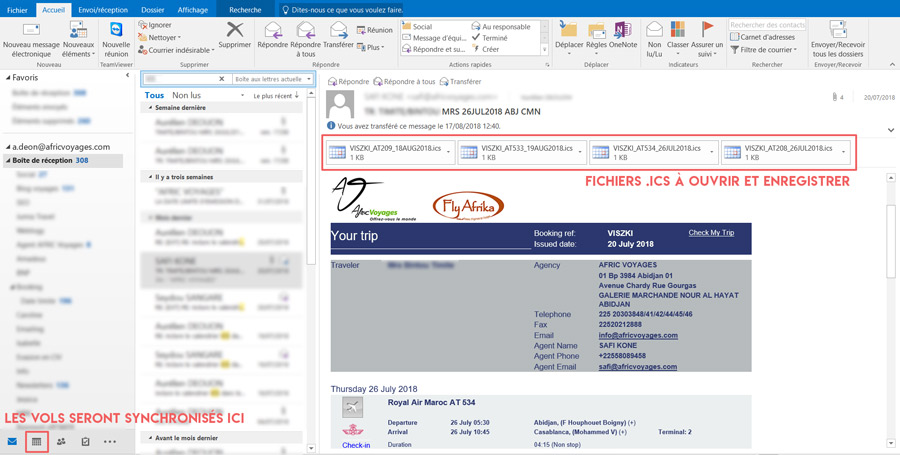 Outlook Calendrier